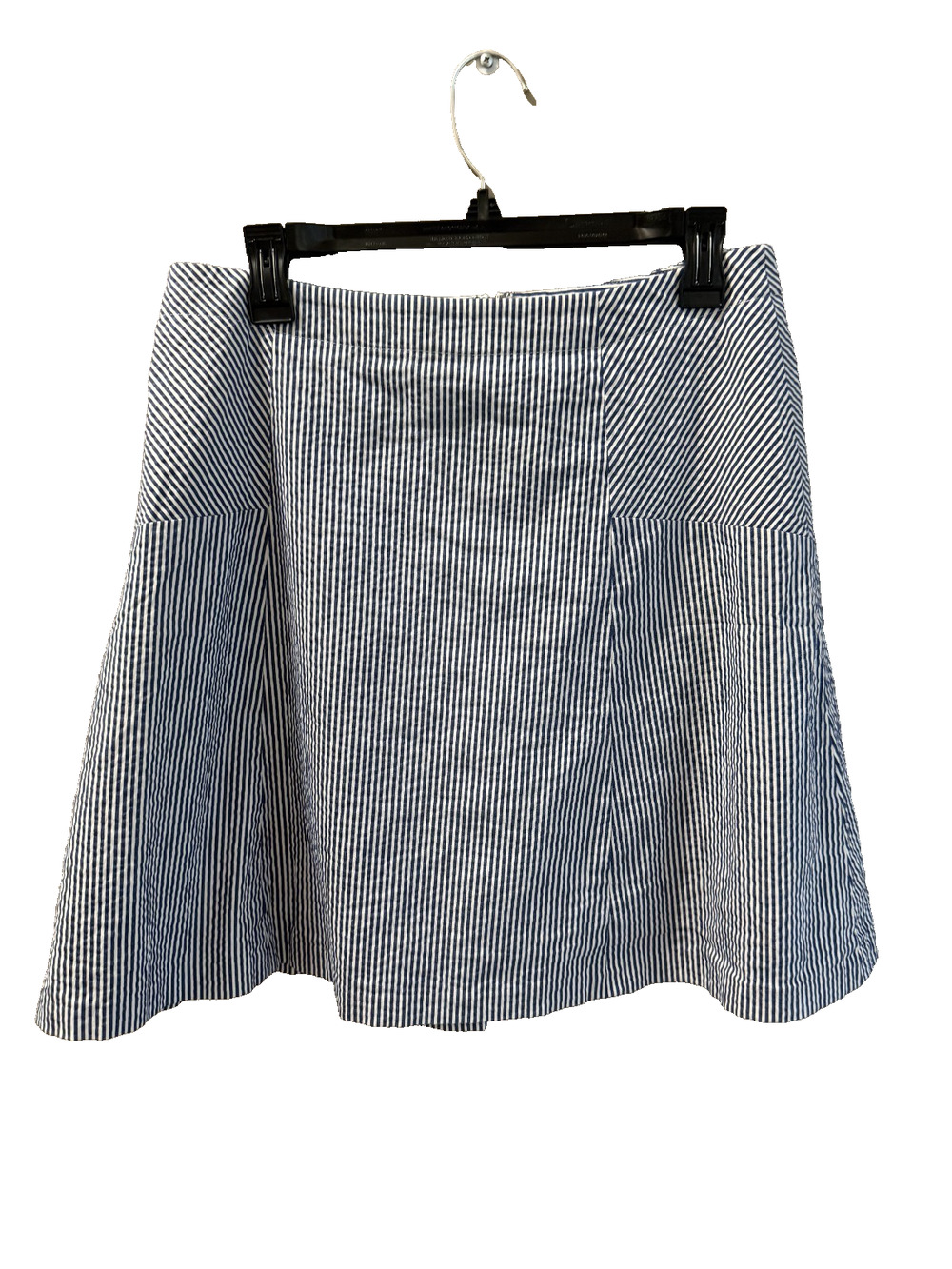 LOFT Blue striped seersucker skirt women's size 10 Nautical Coastal Beachy